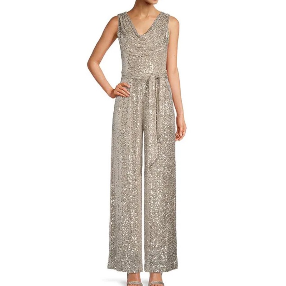 Vince Camuto Silver Sequin Jumpsuit